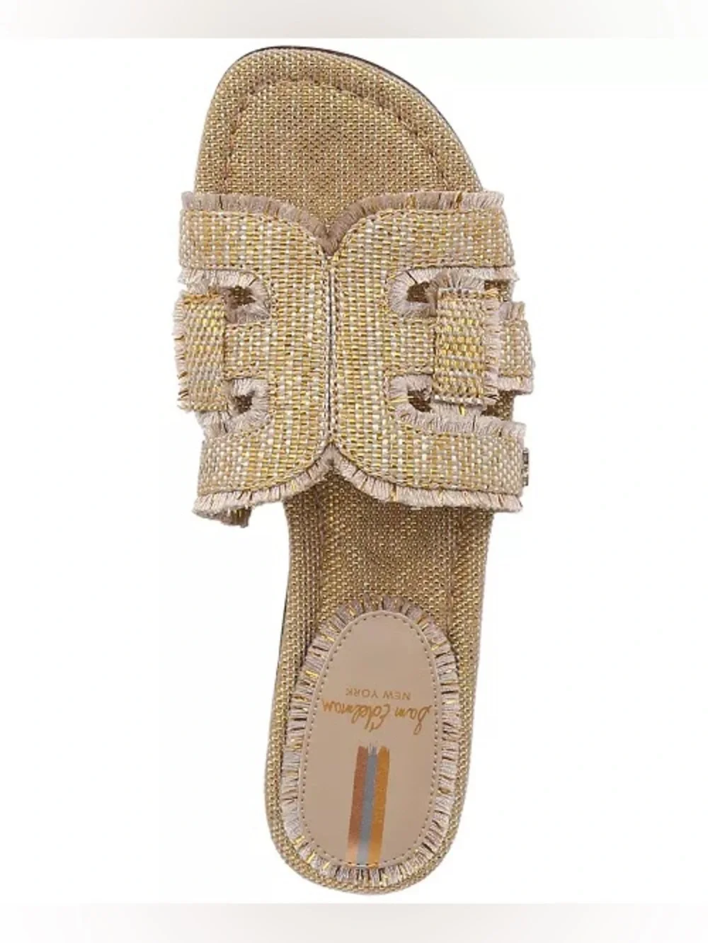 Sam Edelman Bay Fray Emblem Slide Sandals Frayed Emblem Size 6.5M NWOB